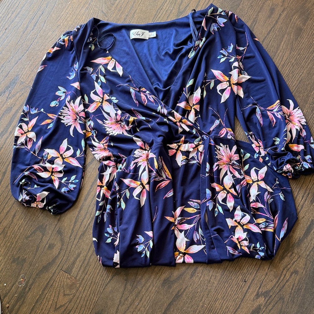 Eliza J Navy Floral Dress Woman's Size 12